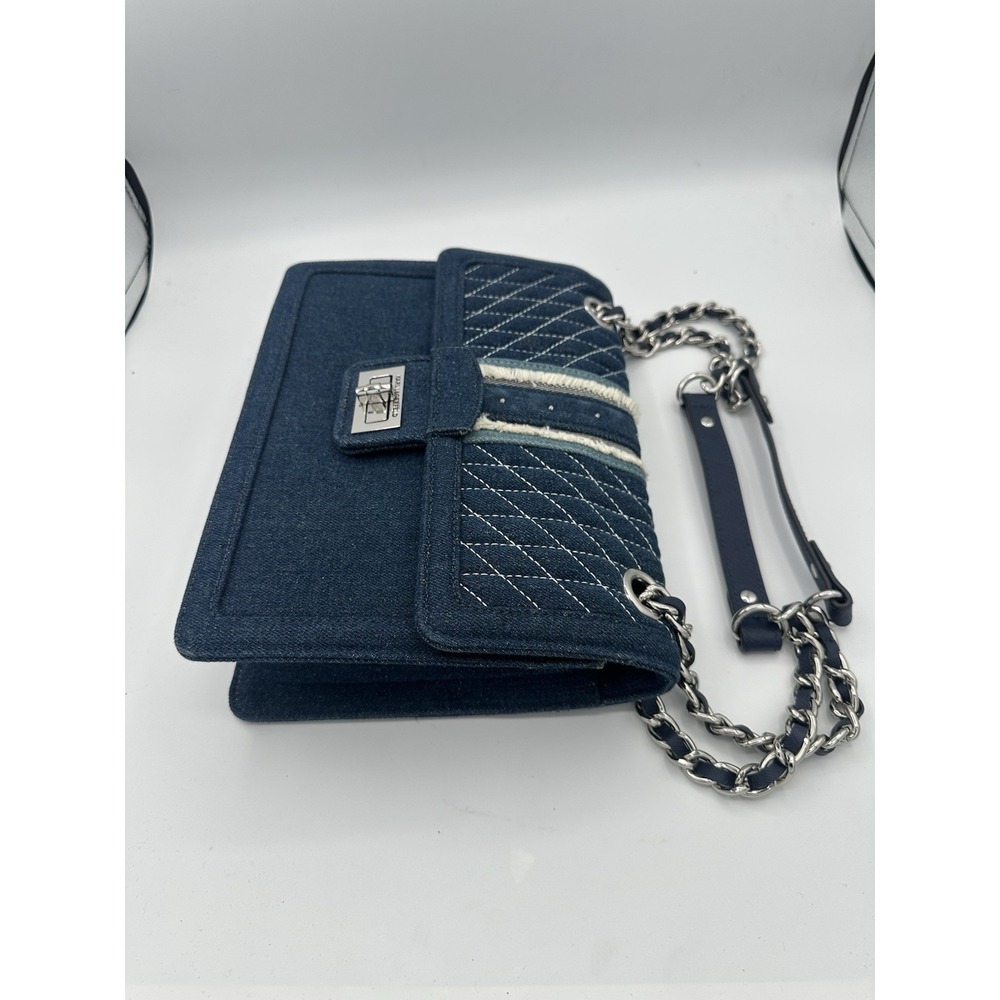 Karl Lagerfeld Agyness Signature Blue Chambray Canvas Shoulder Bag - Picture 4 of 13